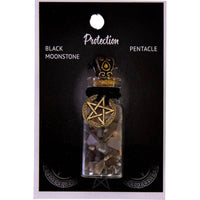 Protection ~ Black Moonstone Chips w/ Pentacle