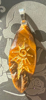 Natural Stone Horse Eye Sun Sign SS Pendant