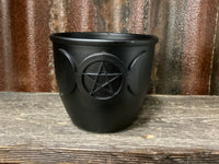 Metal Smudge Bowl with Pentacle and Moons