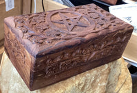 Medium Carved Floral Wooden Box with Statement Carving