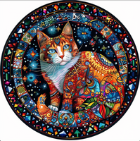 Mystical Cat Art Tambourine and Ribbon Wall Hanging, Bodhi Pets