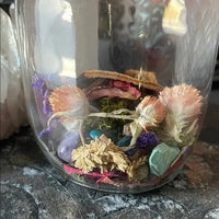 Woodland Fairy Good Fortune Jar: Crystals, Herbs, Hag Stone