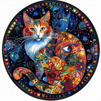 Mystical Cat Art Tambourine and Ribbon Wall Hanging, Bodhi Pets