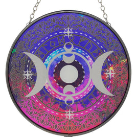Triple Moon Phases Glass Suncatcher