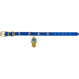 Vegan Leather Cat/Dog Collar - Evil Eye w/ Fatima Hand