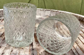 Diamond Etched Glass Votive Holder