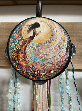 Charmed Mystical Artist 4" Tambourine and Ribbon Wall Accent