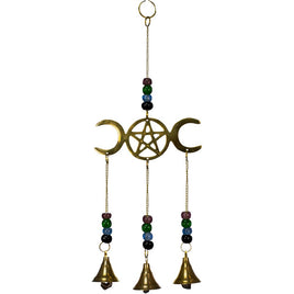 Brass Bell Chime - Triple Moon w/ Pentacle (Each)