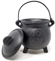 Tree of Life Cast Iron Cauldron w/ Lid L