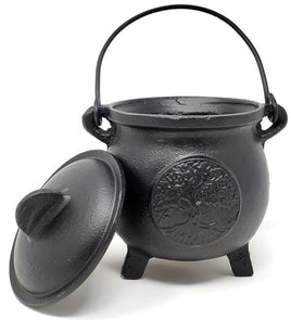 Tree of Life Cast Iron Cauldron w/ Lid L