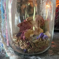 Woodland Fairy Good Fortune Jar: Crystals, Herbs, Hag Stone