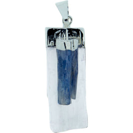 Selenite w/ Kyanite & Brass Cap Pendant (Each)