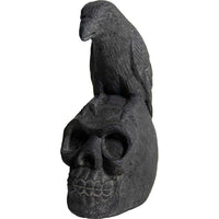 Volcanic Stone Statue - Skull & Raven