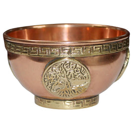 Copper Bowl Incense/Charcoal Burner, Offering Bowl - Tree of Life