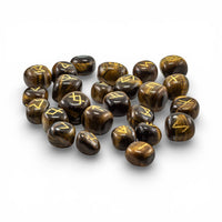 Tiger Eye Gemstone Rune Sets With Velvet Bag