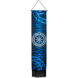 Vegvisir w/ Runes ~ Linen Banner w/ Fringe