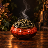 Ceramic Burner Bowl w/ Floral Lid