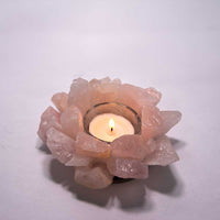 Gemstone T-Light Holder Cluster Points - Rose Quartz