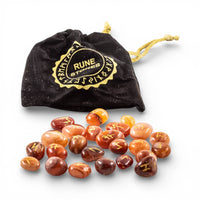 Carnelian Semi Precious Gemstone Rune Sets With Velvet Bag