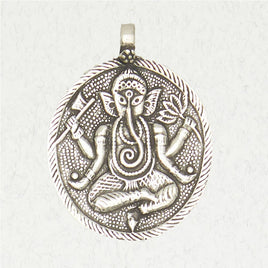 Hindu Pewter Pendant Necklace - Ganesh