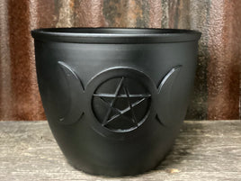Metal Smudge Bowl with Pentacle and Moons
