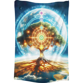 Polyester Tapestry - Cosmic Chakra Tree of Life