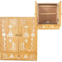 Laser Engraved Wood Altar Cabinet - Pagan Moon Phases
