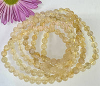 6 Pcs Natural Citrine 6mm 7.5” Crystal Stretch Bracelets