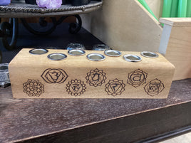 Wooden 7 Chakra Chime Candle Holder