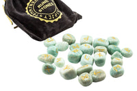 Amazonite Gemstone Rune Sets With Velvet Bag