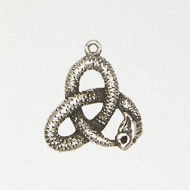 Wicca Pewter Pendant Necklace - Ouroboros Triquetra