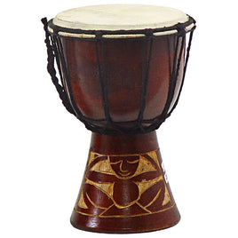 Djembe Mini Carved Assorted Mahogany Red Finish