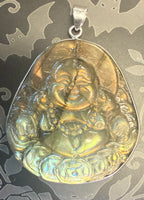 Labradorite Buddha Head SS Pendant