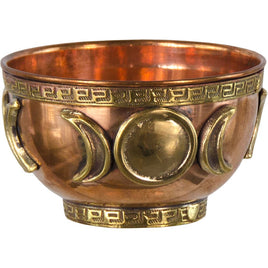 Copper Bowl Incense/Charcoal Burner, Offering Bowl- Triple Moon