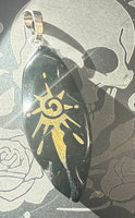 Natural Stone Horse Eye Sun Sign SS Pendant
