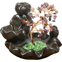 Ceramic Backflow Incense Holder - Mixed Tourmaline Gem Tree