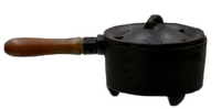 Cast Iron Cauldron Pot w/Wooden Handle