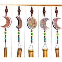 Bamboo Windchimes w/ Painted Moon Phases & Beads