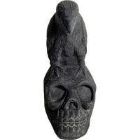 Volcanic Stone Statue - Skull & Raven