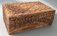 Large Carved Floral Wooden Box with Statement Carving
