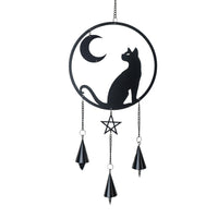 Alchemy Gothic Metal Hanging Decoration Cat Moon Grazer