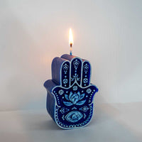 Fatima Hand Intention Candle - Blue & White
