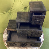 Pentagram 3 Tier/Step Drawer Wooden Chest