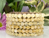 6 Pcs Natural Citrine 6mm 7.5” Crystal Stretch Bracelets