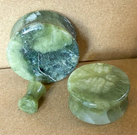 PAIR Natural South Jade Stone Double Flare Plugs
