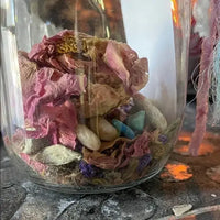 Woodland Fairy Good Fortune Jar: Crystals, Herbs, Hag Stone