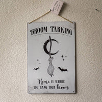 15311 Broom Parking Metal Hanging Sign Halloween Decor C/48