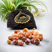 Carnelian Semi Precious Gemstone Rune Sets With Velvet Bag