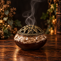 Ceramic Burner Bowl w/ Floral Lid