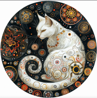 Mystical Cat Art Tambourine and Ribbon Wall Hanging, Bodhi Pets